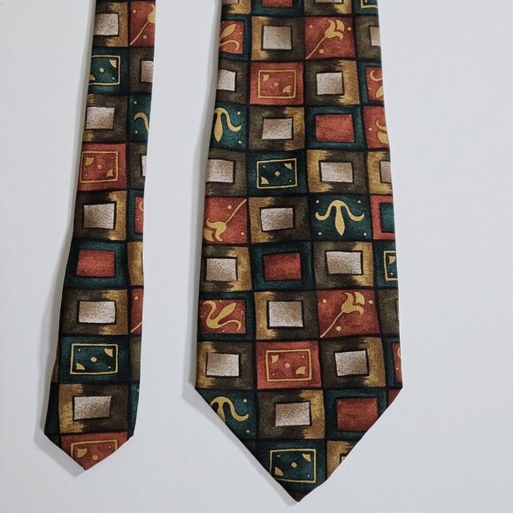 Giorgio Armani Silk Tie Handmade Italy Multicolor Geo Floral W4" L59" Boho Party - Picture 7 of 16